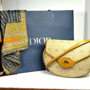 CHRISTIAN DIOR Honeycomb Shoulder Bag Beige scarf sold separately.